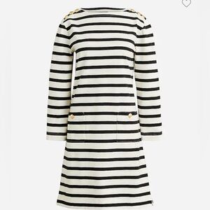 J. Crew Ivory & Black Striped Mariner Cloth Shirtdress With Gold Buttons Size S
